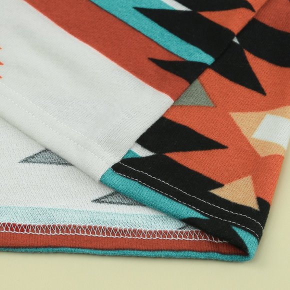 Aztec Southwest Western Multicolor Geometric Open Front Long Cardigan w/pockets - Picture 7 of 11